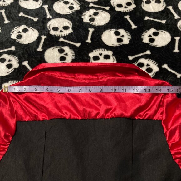 LIBIAN Vintage red satin and black short-sleeve blouse w/ belt ~  LARGE XL shirt - Picture 10 of 13